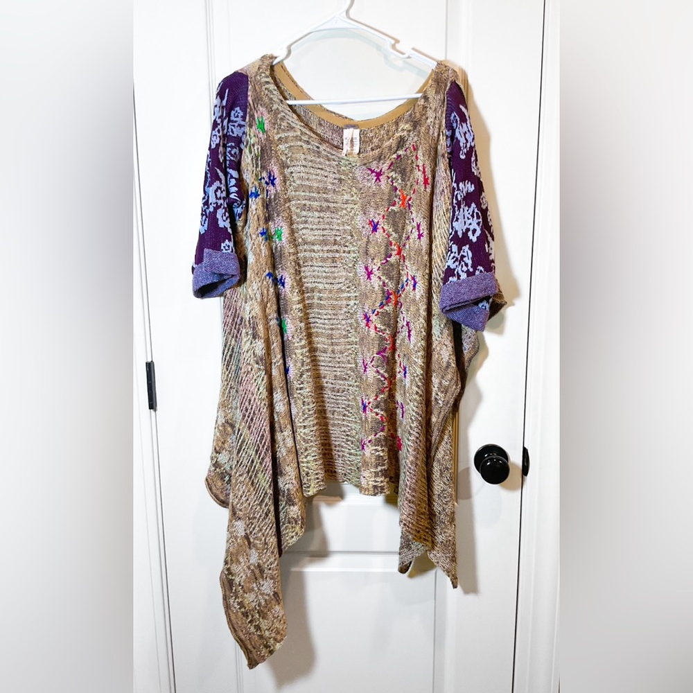 Free People Fressia Pullover Knit Swing Poncho Top